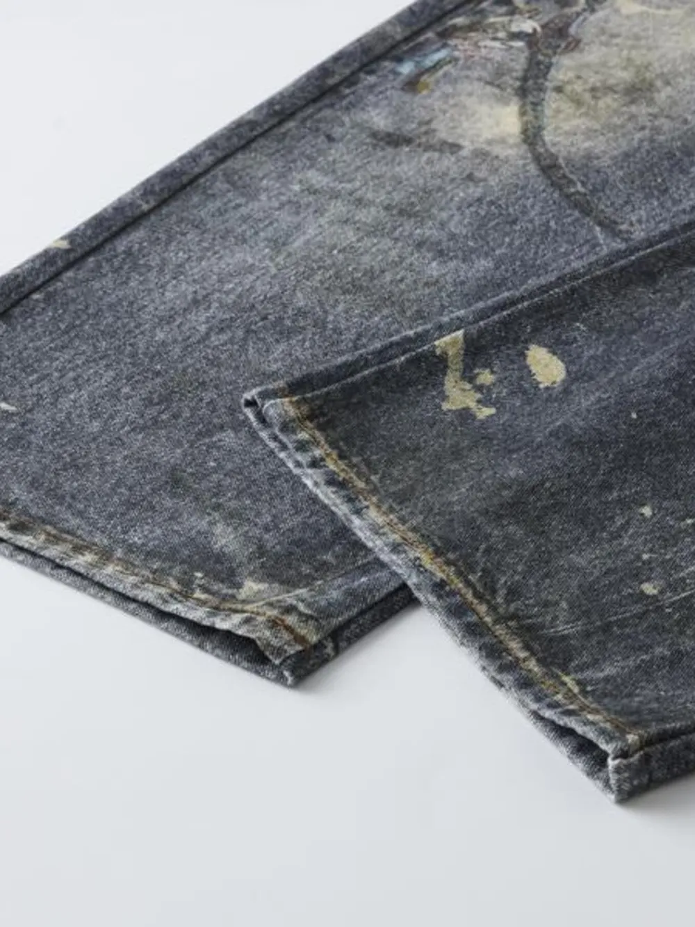 Men's Distressed Printed Wide Leg Jeans, image 9