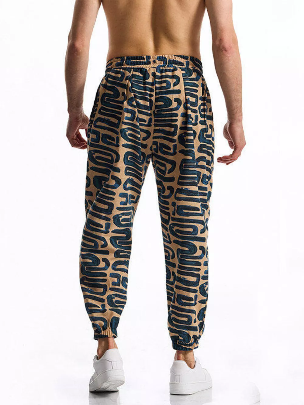 Men's Full Size Printed Drawstring Casual Pants Plus Size, image 9