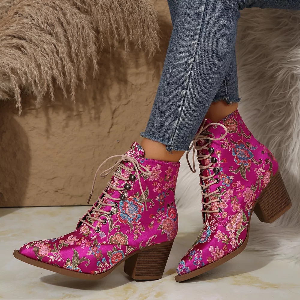 Point Toe Block Heels Boots, image 6
