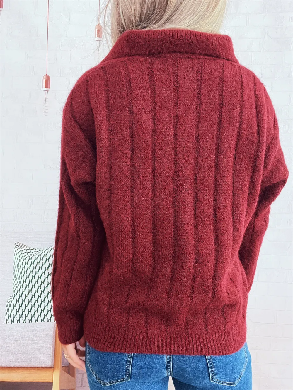 Ribbed Hem Quarter Zip Sweater, image 14