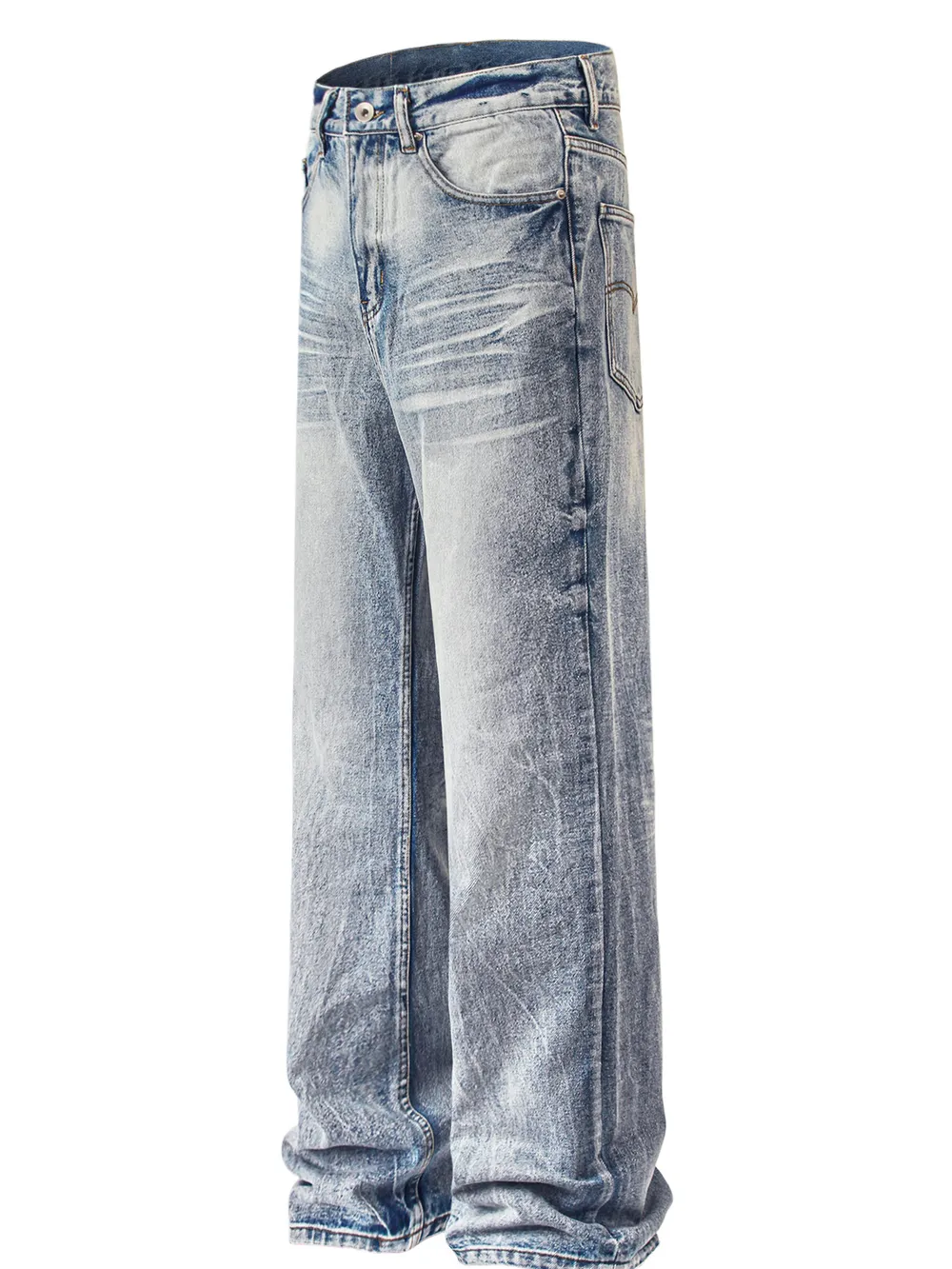 Men's Washed Wide Leg Relaxed Fit Jeans, image 2