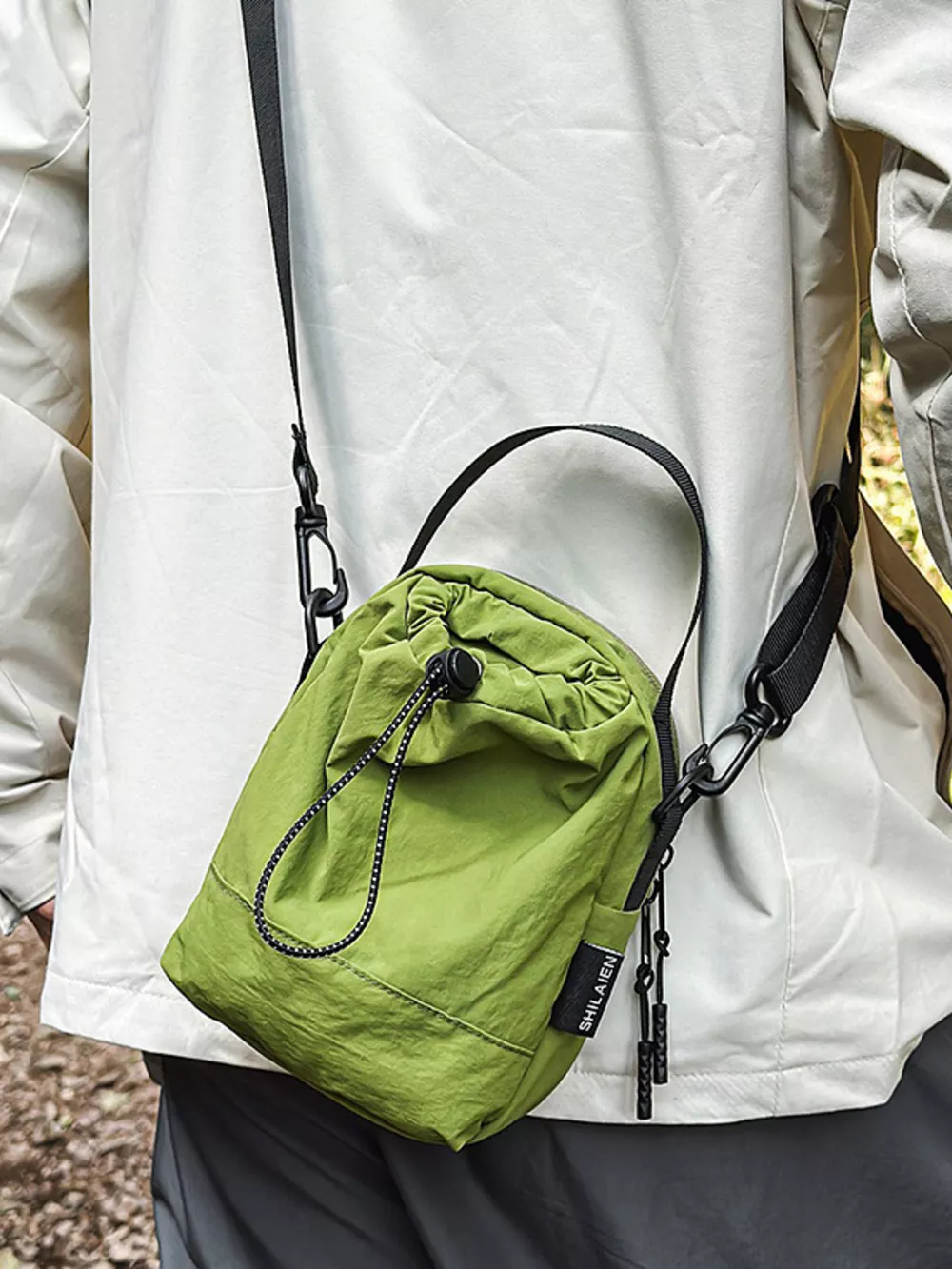 Drawstring Closure Lightweight Shoulder Bag, image 3