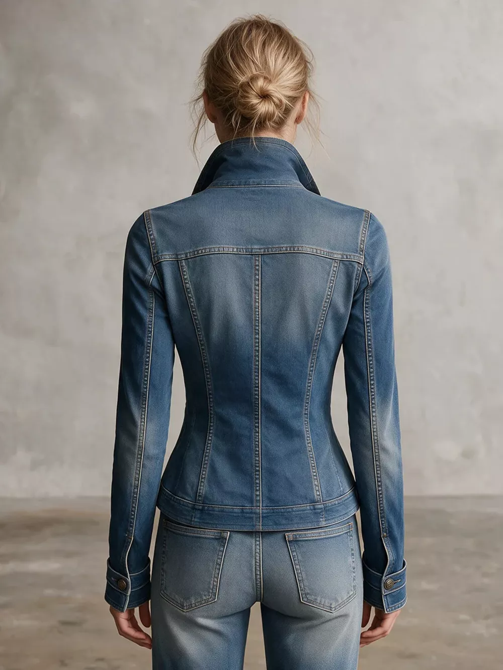 Button Up Fitted Denim Jacket, image 2