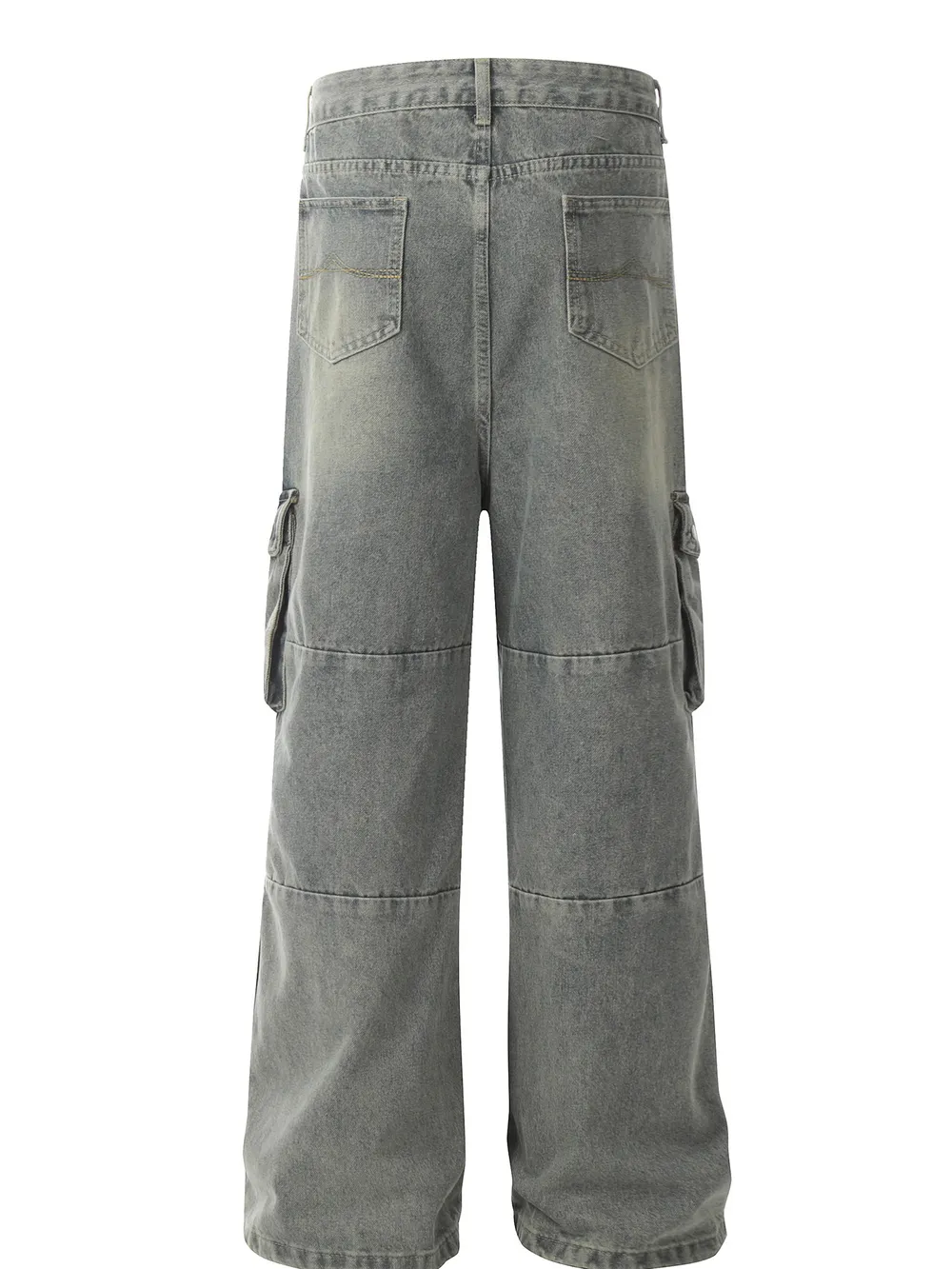 Men's Vintage Washed Cargo Denim Jeans, image 4