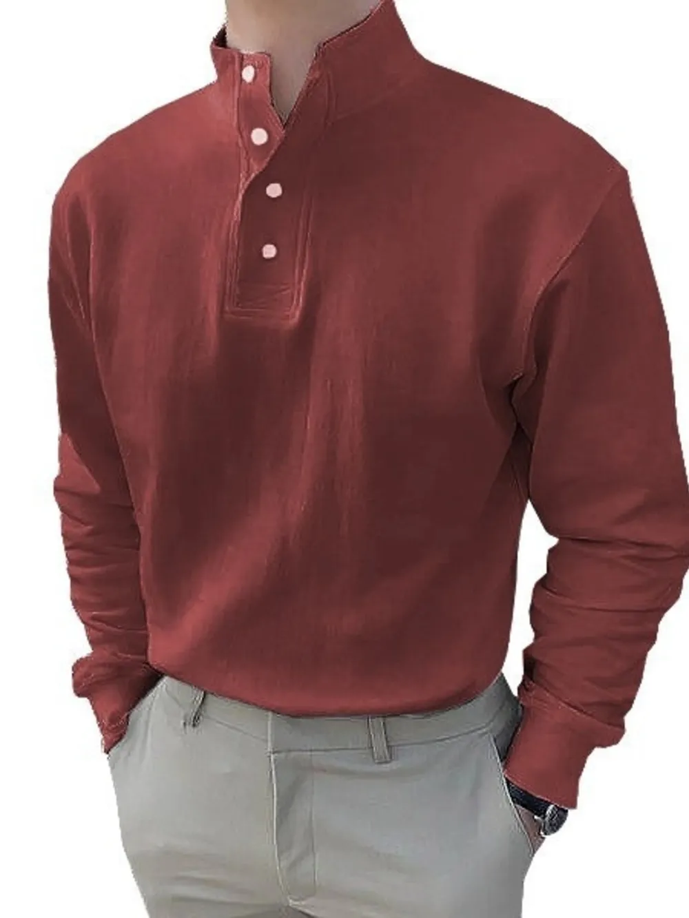 Men's Full Size Button Detail Long Sleeve Blouse Plus Size, image 4