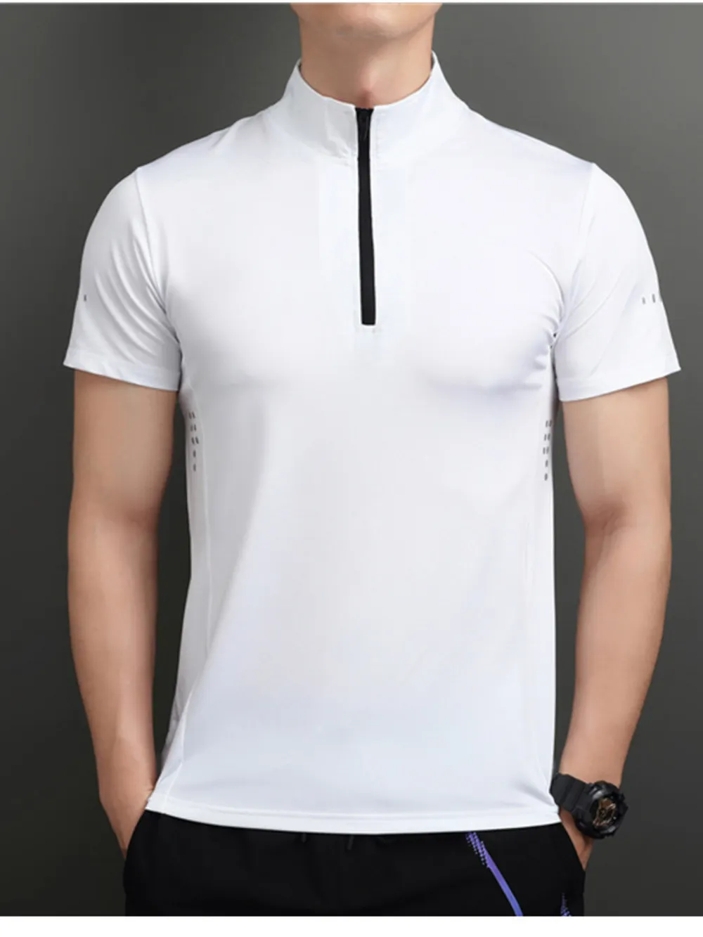 Men's Plus Size Quarter-Zip Short Sleeve Top, image 3