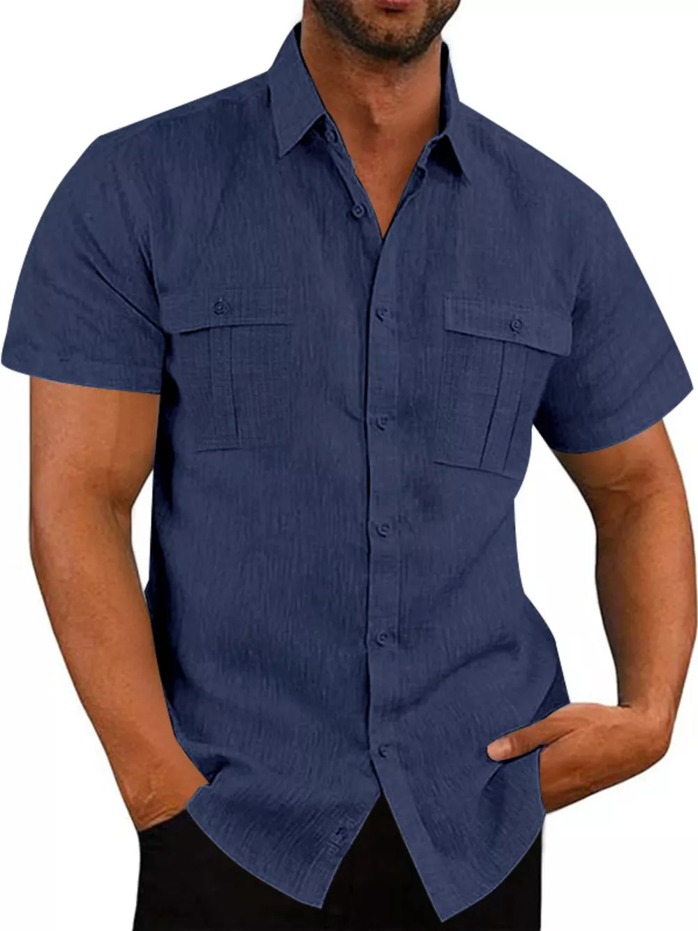 Men's Full Size Short Sleeve Shirt with Pockets Plus Size, image 8