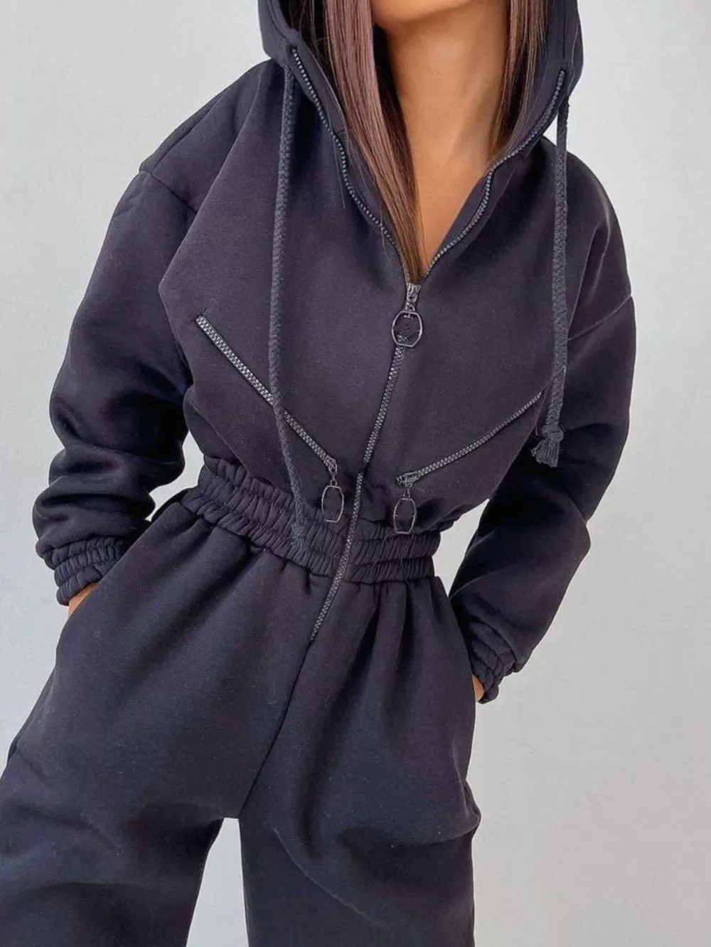 Zip Front Dropped Shoulder Jumpsuit, image 6