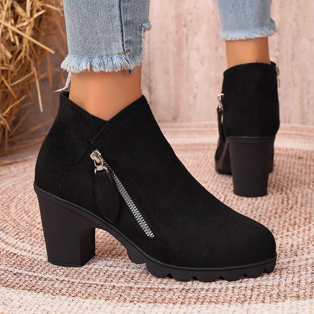 Round Toe Block Heels Boots, image 3
