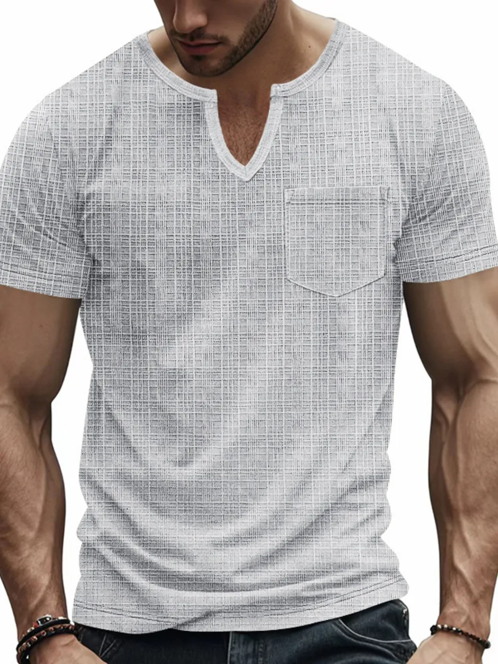 Men's Full Size Notched Short Sleeve T-Shirt Plus Size, image 6