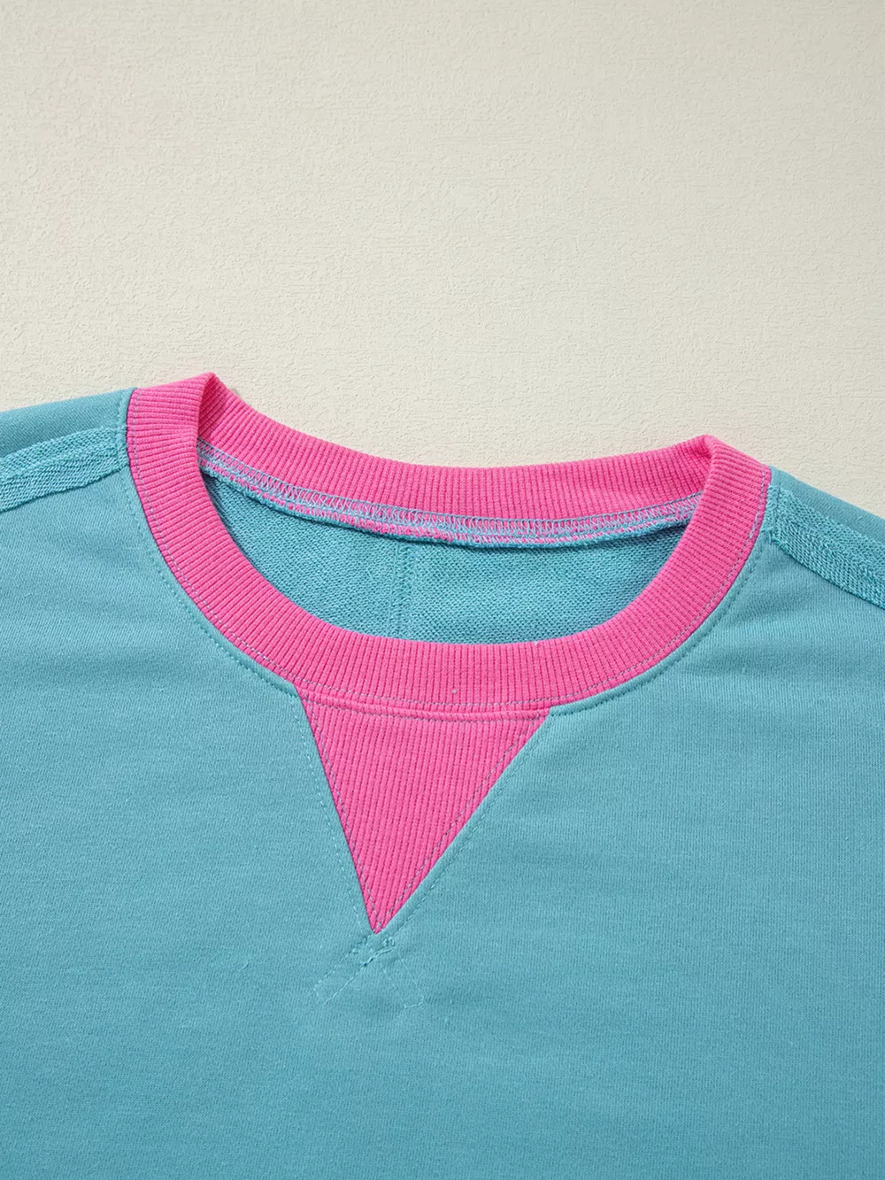 Colorblock Patchwork Crew Neck Loose Sweatshirt, image 4