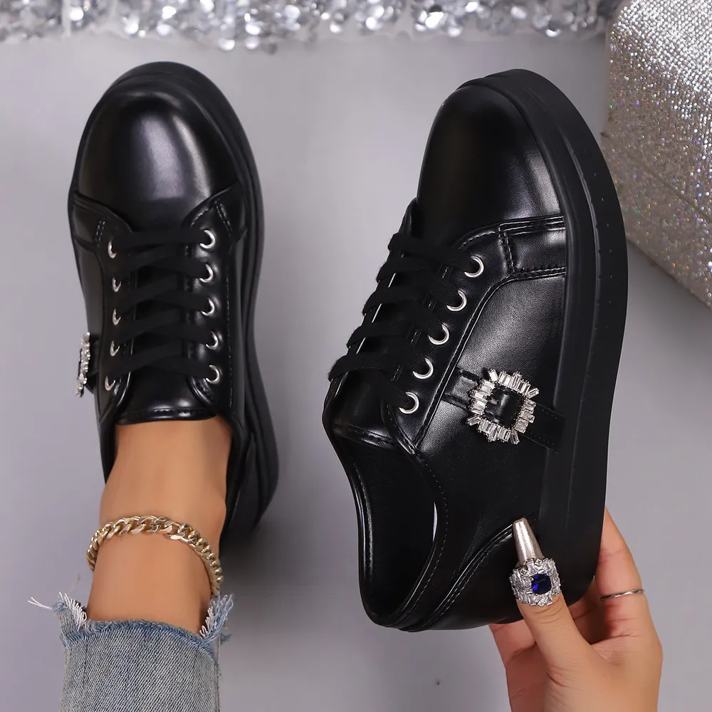 Rhinestone Embellishment Platform Sneakers, image 2