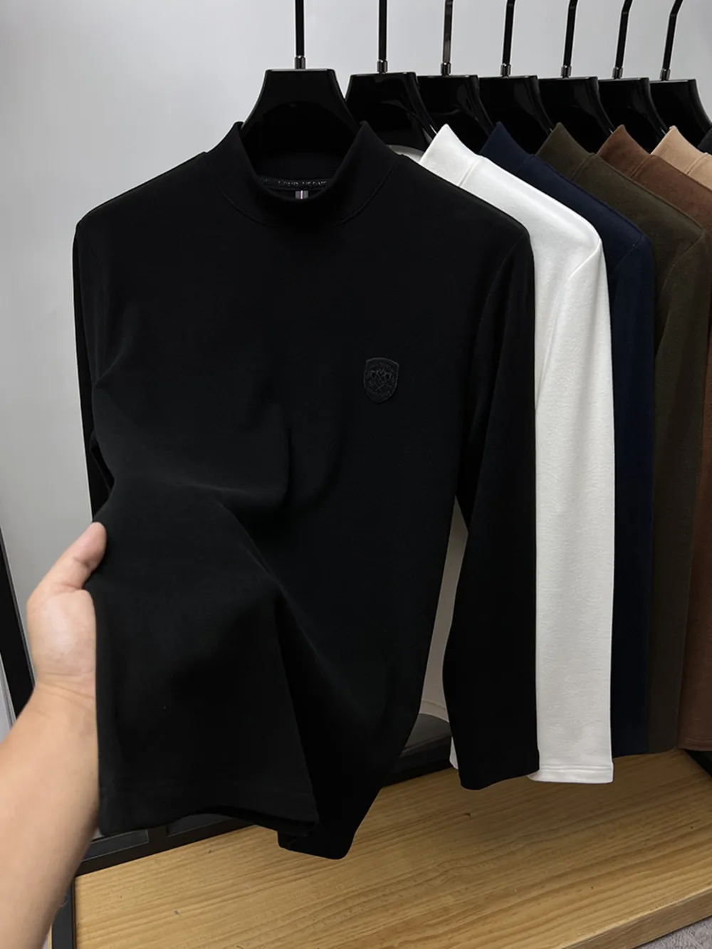 Men's Plus Size Mock Neck Long Sleeve T-Shirt