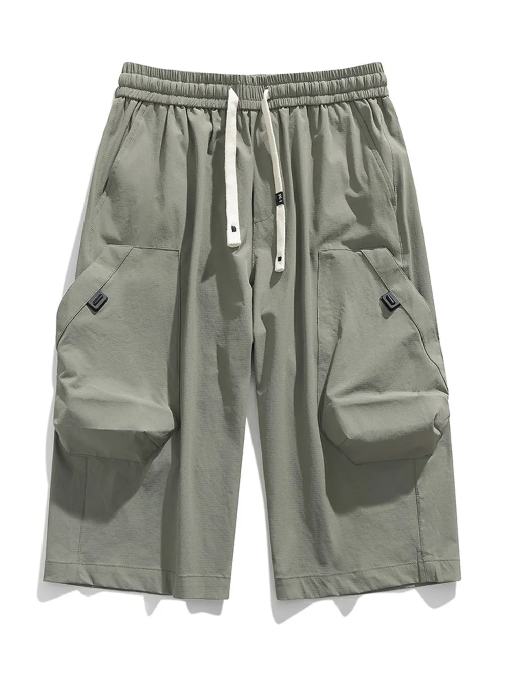 Men's Plus Size Casual Cargo Capris with Drawstring Waist, image 4