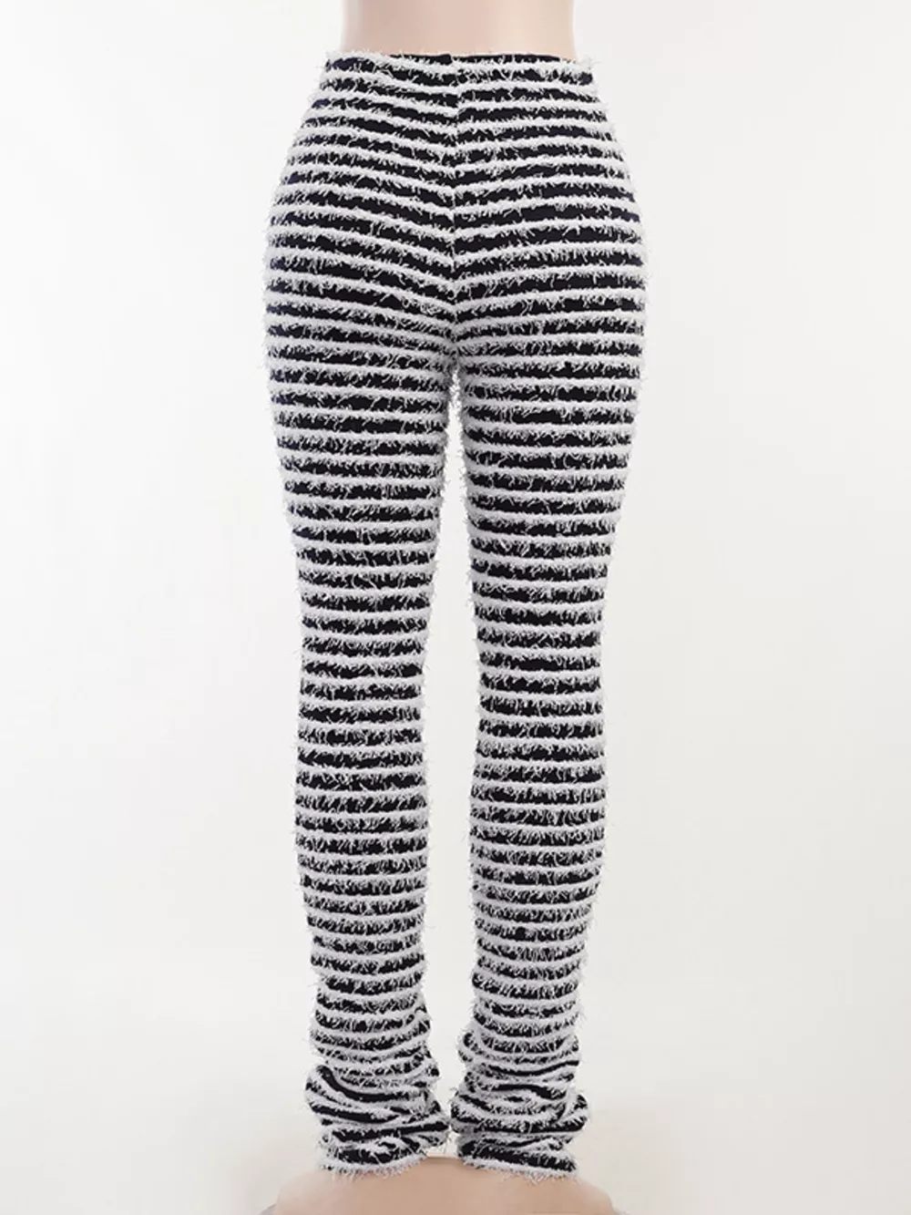 Striped Fuzzy Textured Knit Pants, image 4