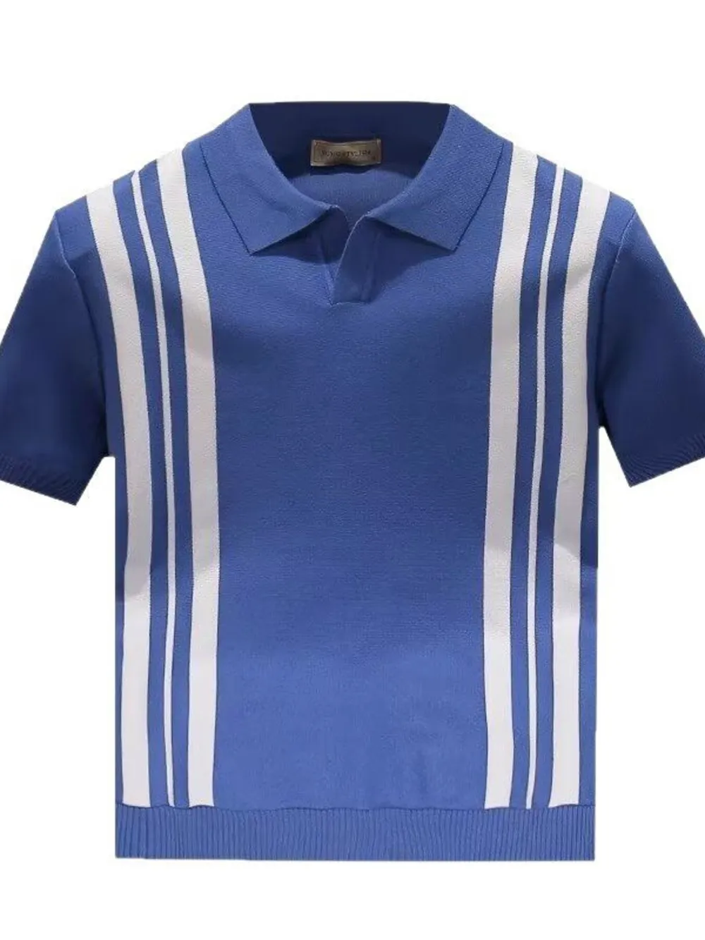 Men's Full Size Contrast Striped Short Sleeve Polo Plus Size, image 4