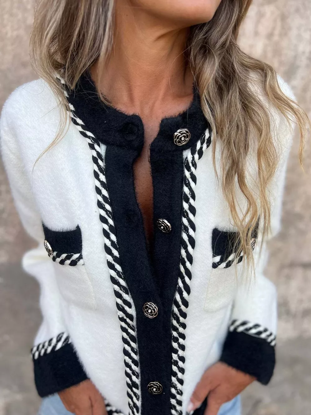 Contrast Trim Button Up Cardigan, image 10