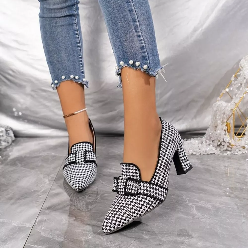 Point Toe Block Heels Pumps