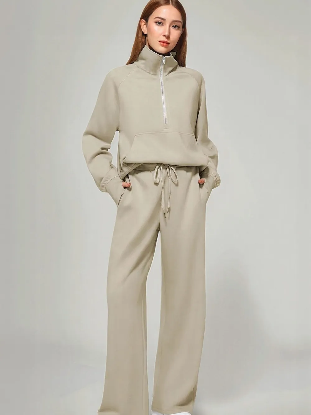 Half Zip Long Sleeve Top and Pants Set, image 7