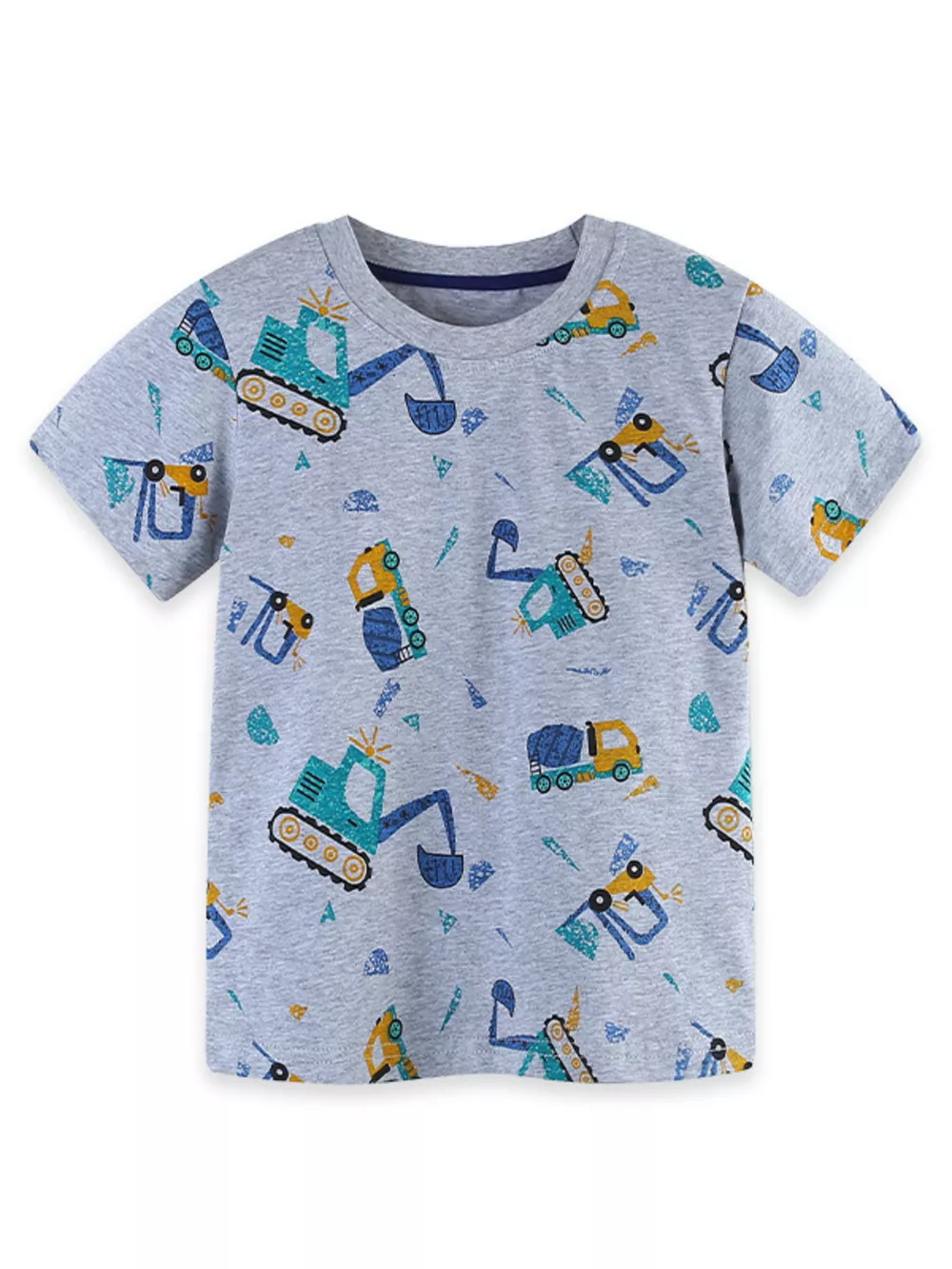 Children's Excavator Print Round Neck T-Shirt, image 2