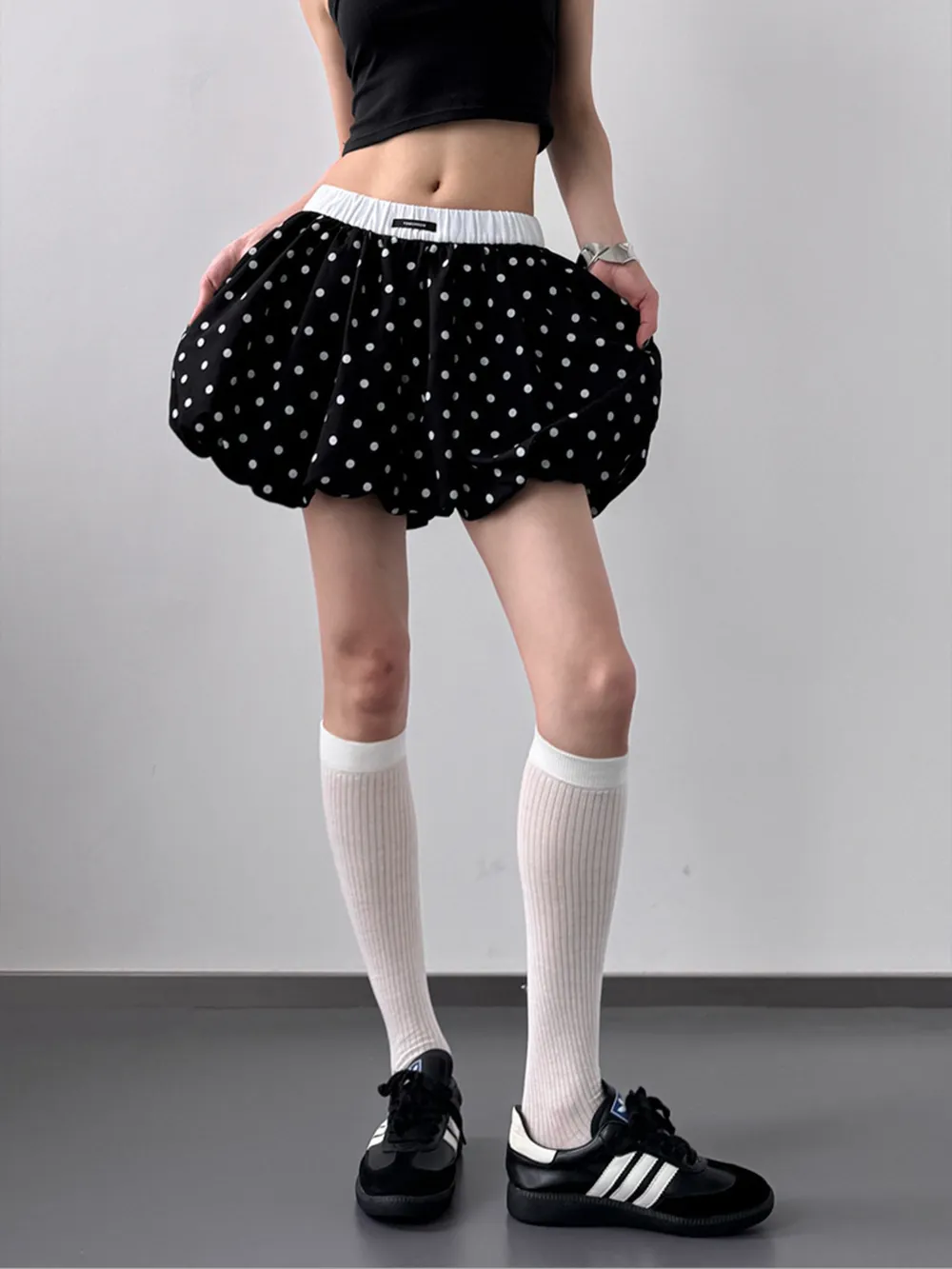 Polka Dot Bubble Shorts with Elastic Waistband, image 5