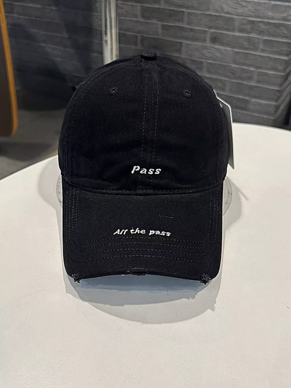 Distressed Baseball Cap with Embroidered Slogan, image 4