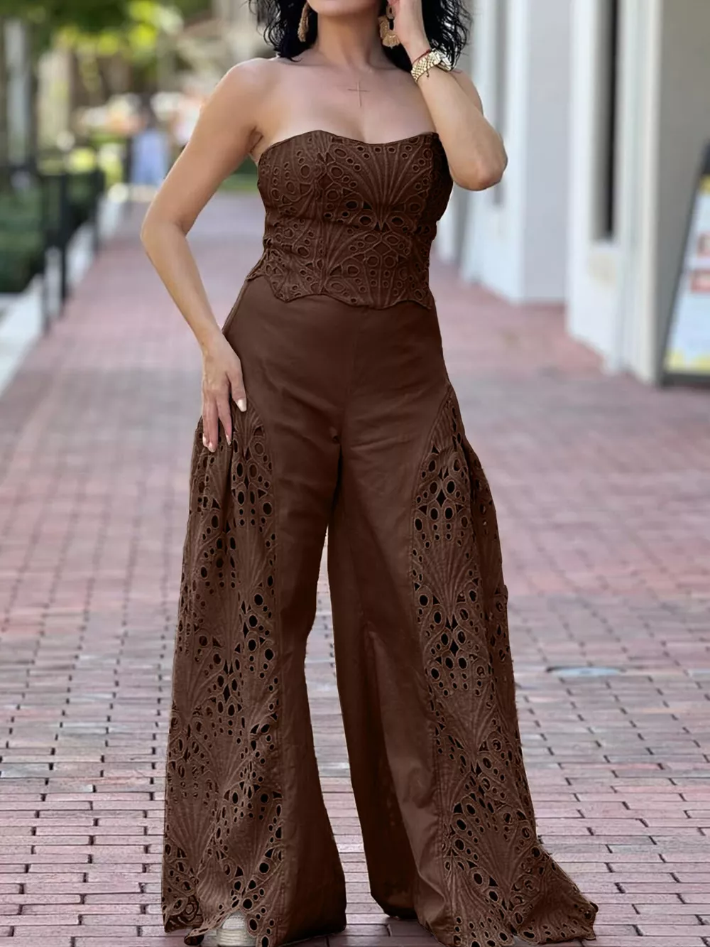 Hollow-Out Tube Top and Pants Two-Piece Set, image 12