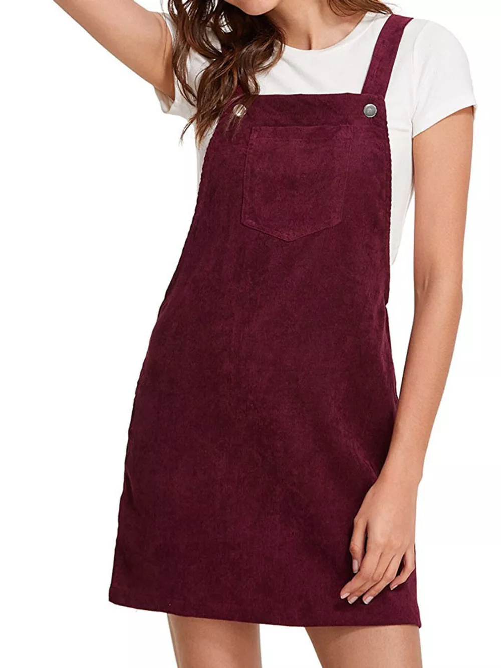 Corduroy Wide Strap Overall Dress, image 12