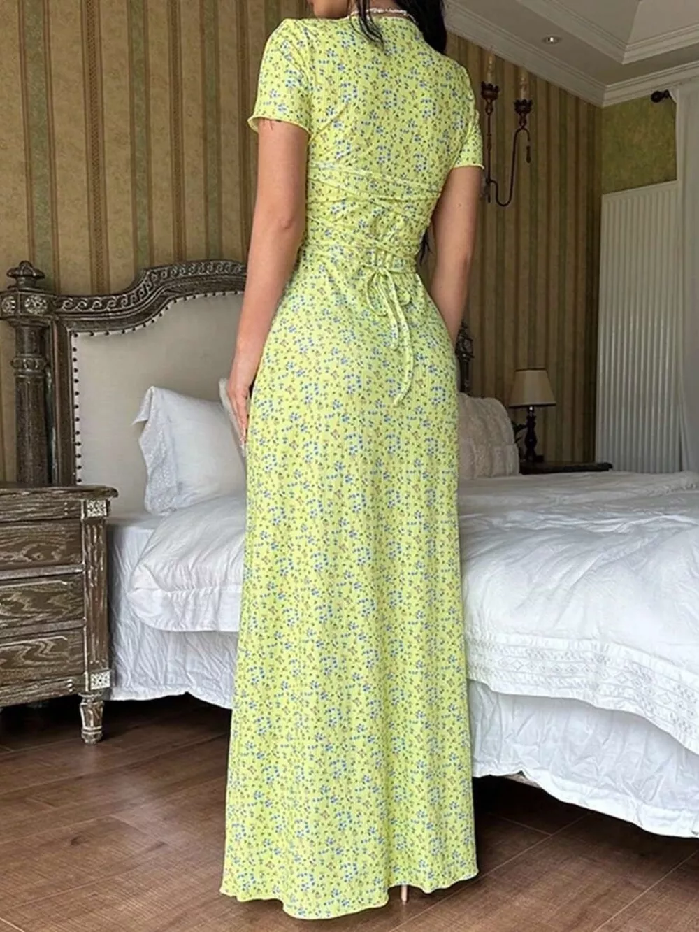 Floral Print Short Sleeve Maxi Dress, image 13
