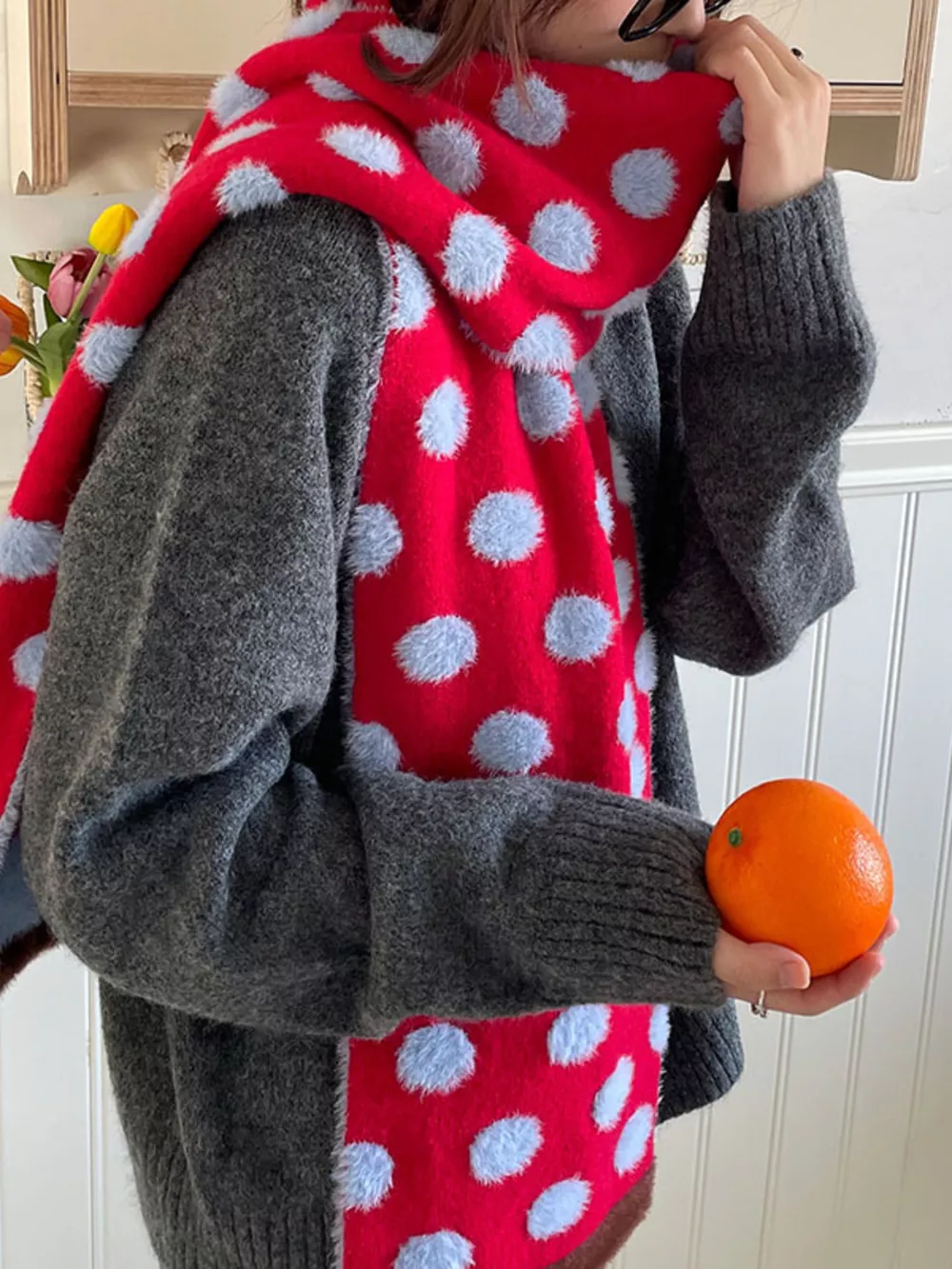Fuzzy Polka Dot Scarf, image 9