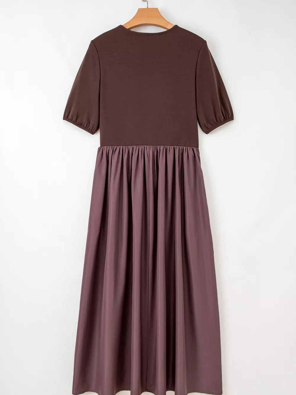 Short Sleeve Knit Top Patchwork Pleated Dress, image 8