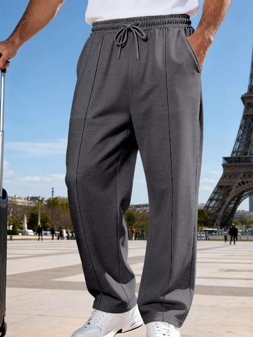 Men's Full Size Drawstring Wide Leg Pants Plus Size, image 6