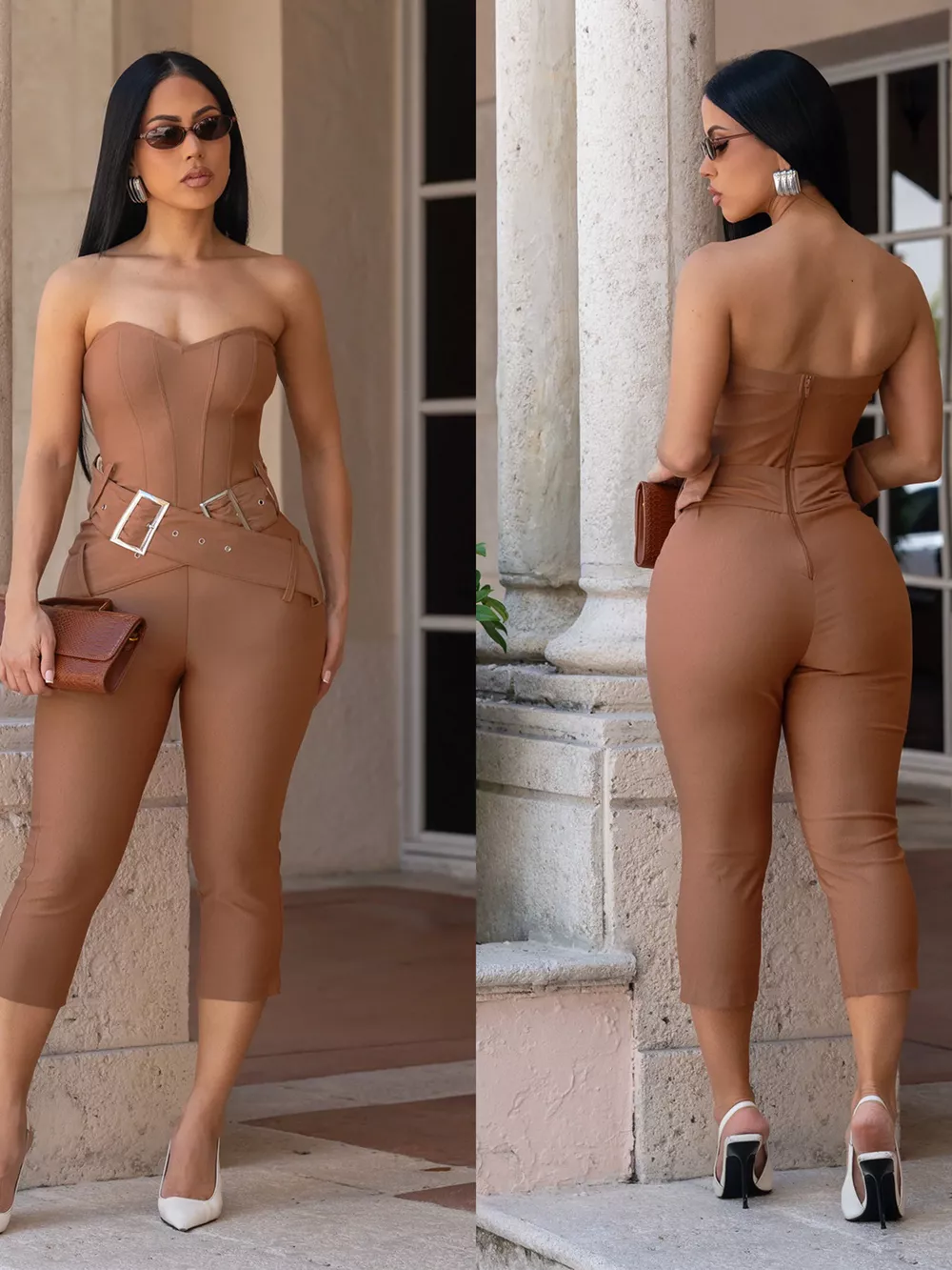 Belted Tube Skinny Jumpsuit, image 7