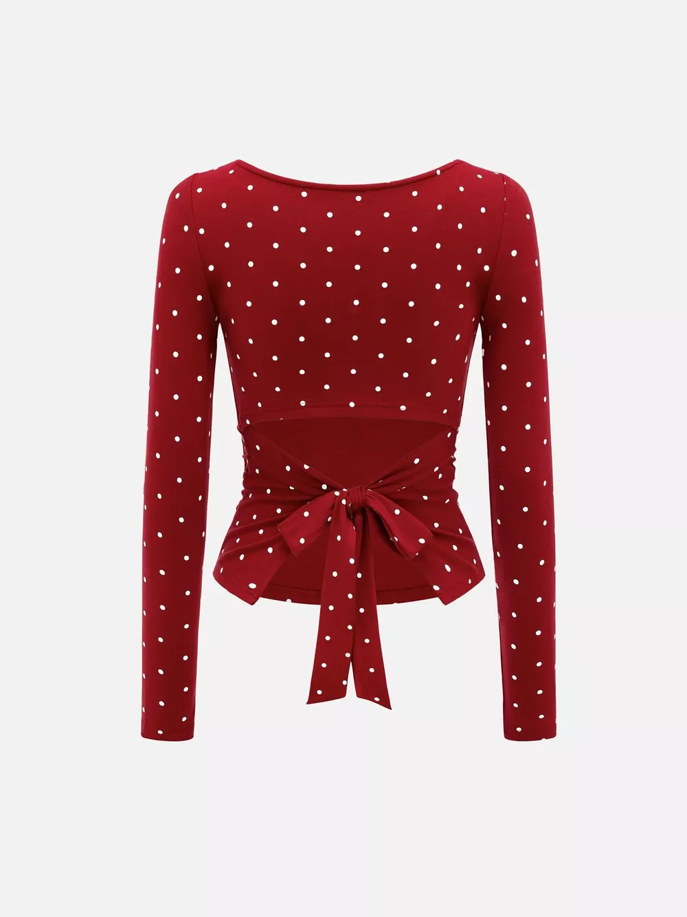 Long Sleeve Polka Dot Tie Back T-Shirt, image 5