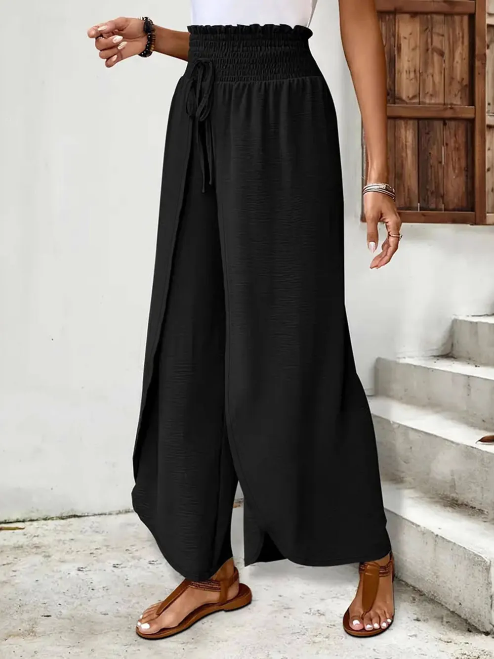 High-Waisted Side Slit Pants, image 4
