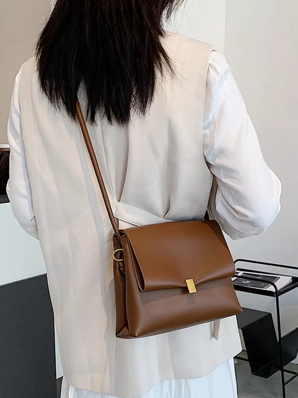 Flap Leather Crossbody Bag, image 4