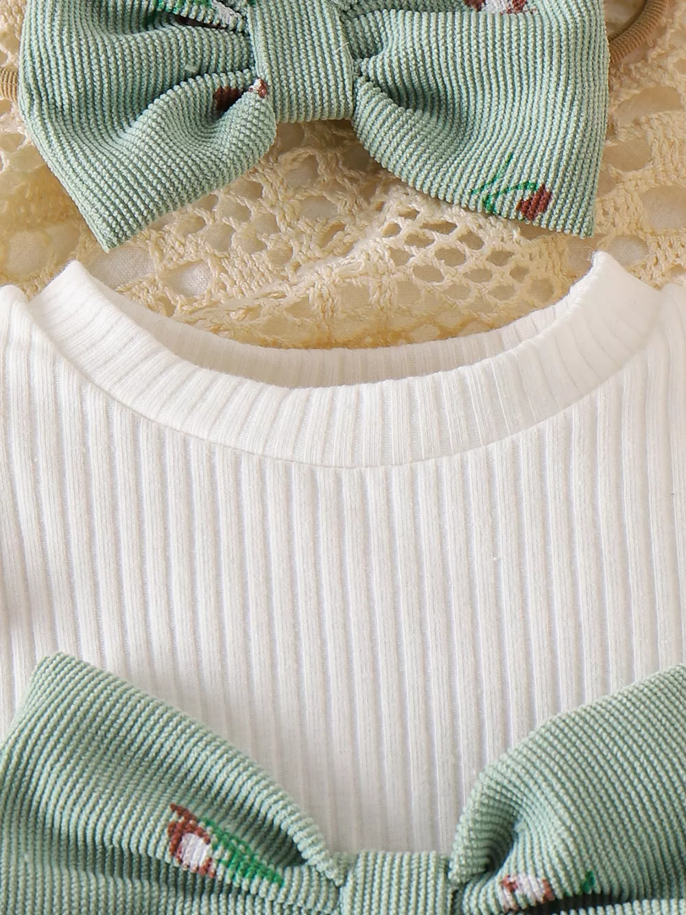 Children's Bow Ribbed Knit Dress & Headband & Socks Set, image 2