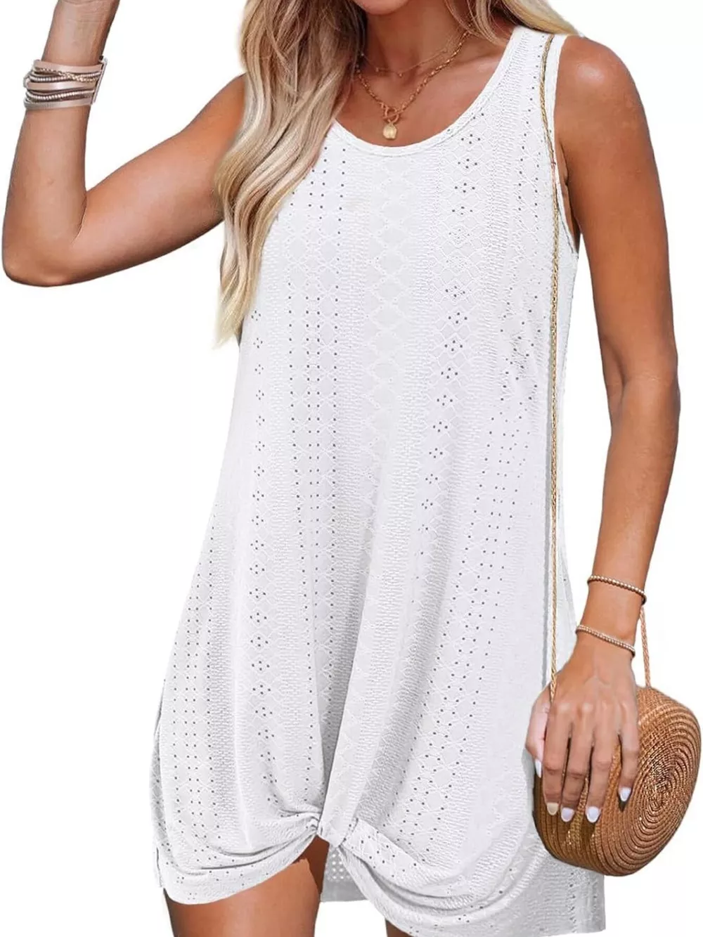 Sleeveless Knotted Hem Tank Dress, image 12