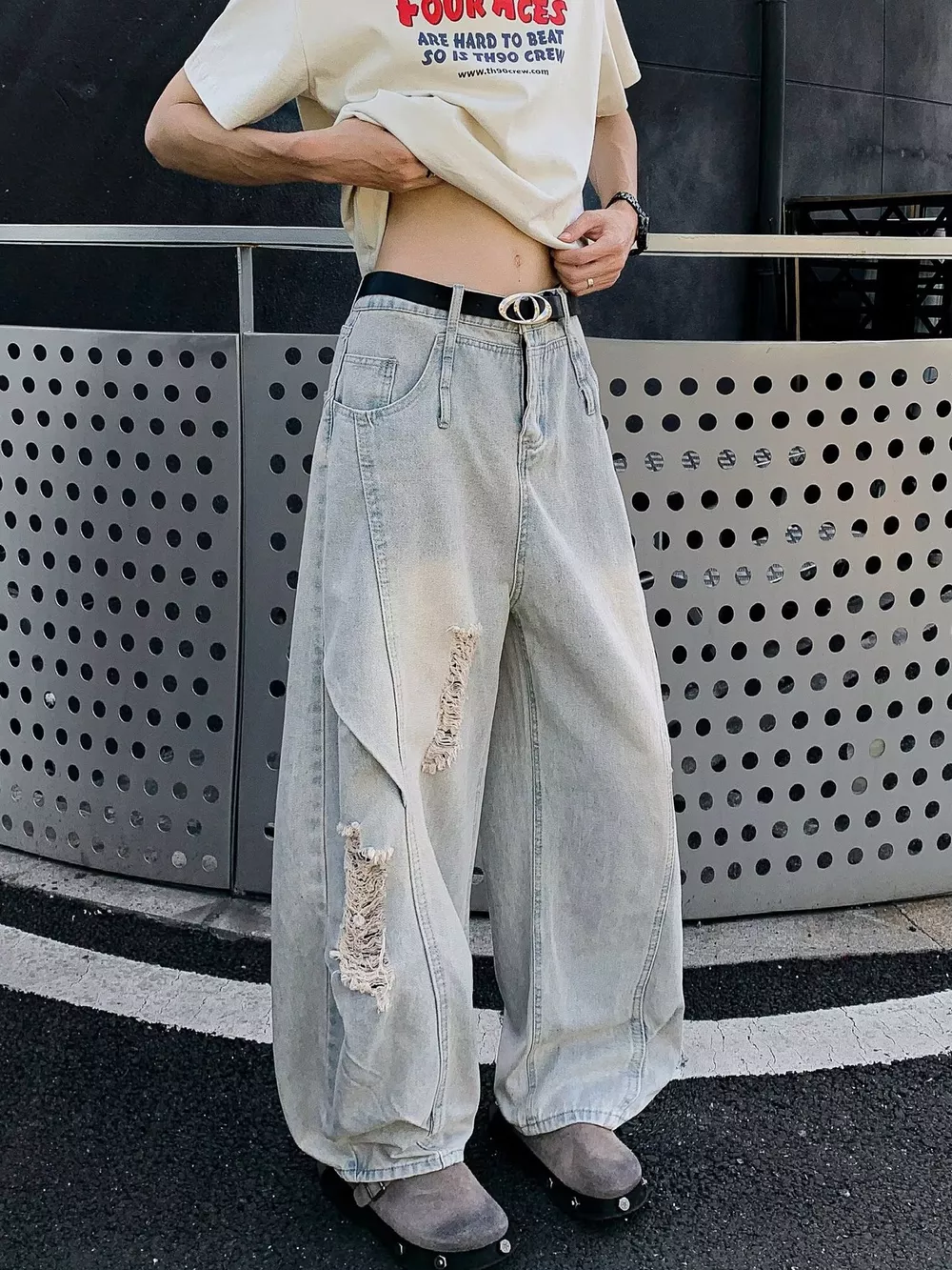 Men's Full Size Distressed Wide Leg Jeans Plus Size, image 6