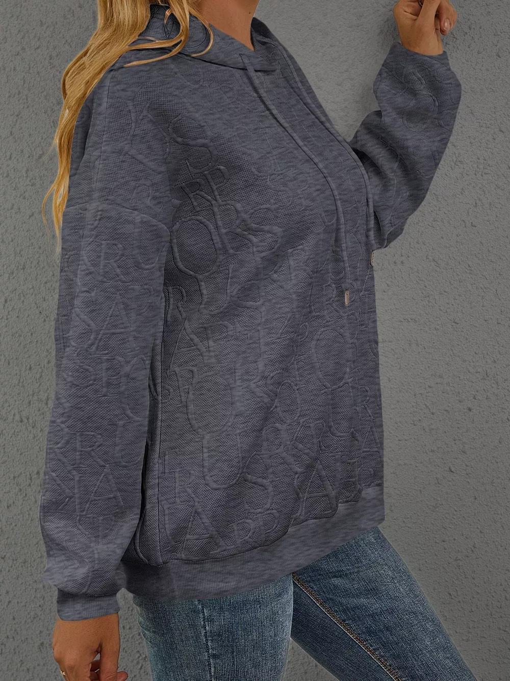 Full Size Embossed Lettering Casual Hoodie Plus Size, image 18