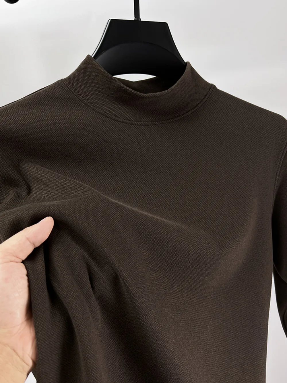 Men's Plus Size Mock Neck Long Sleeve Top, image 8