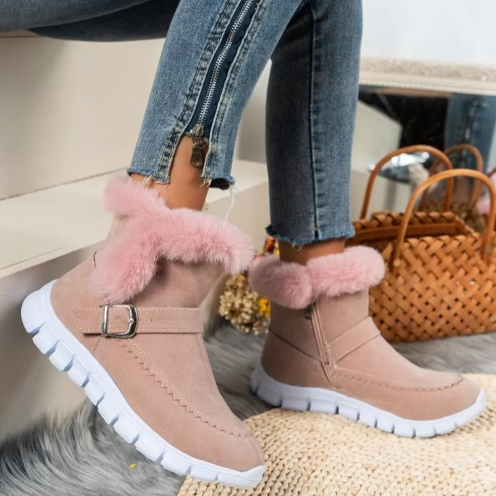 Fuzzy Trim Buckle Boots, image 11