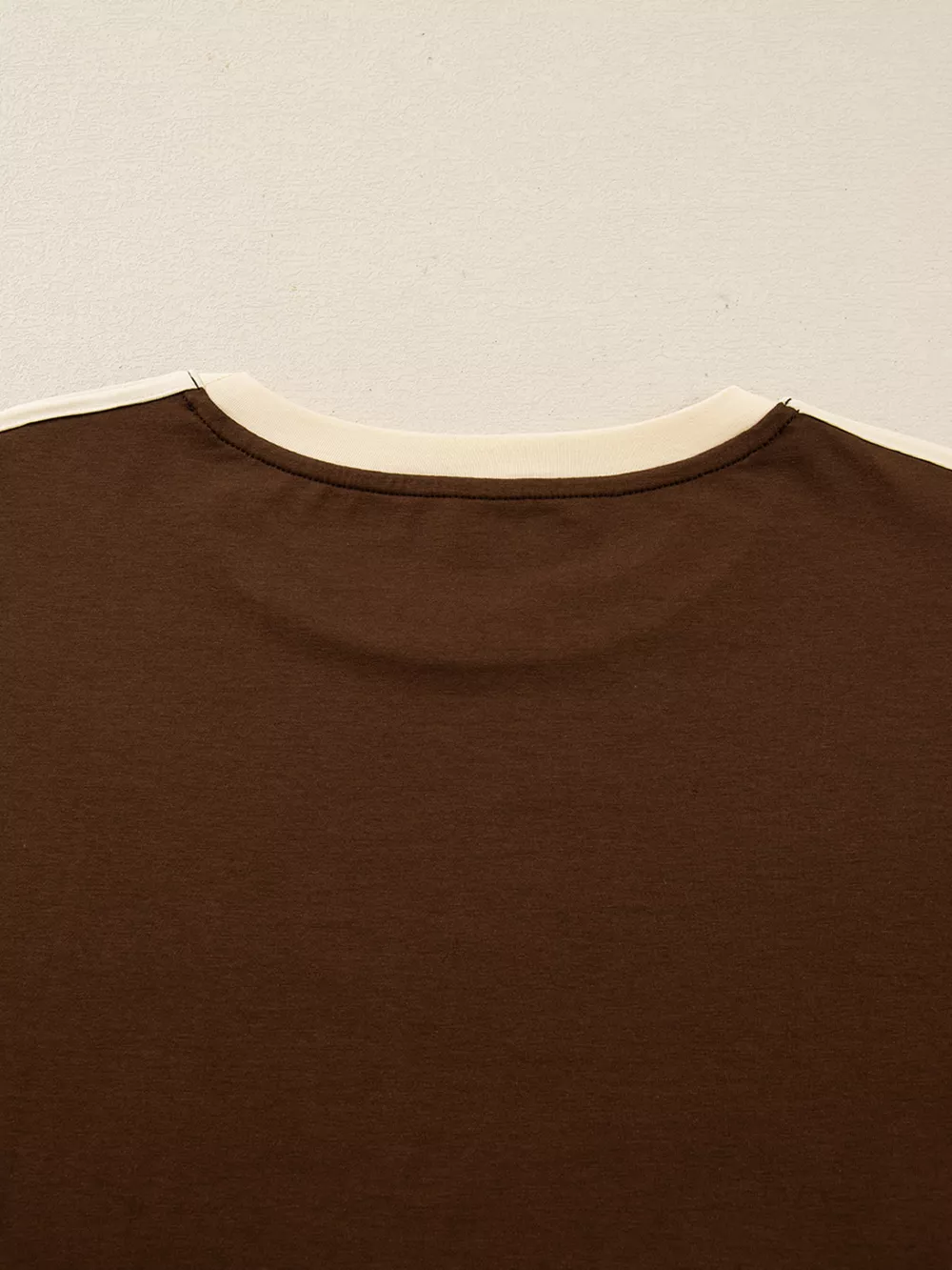 Striped Accent Contrast Crew Neck Long Sleeve T Shirt, image 6