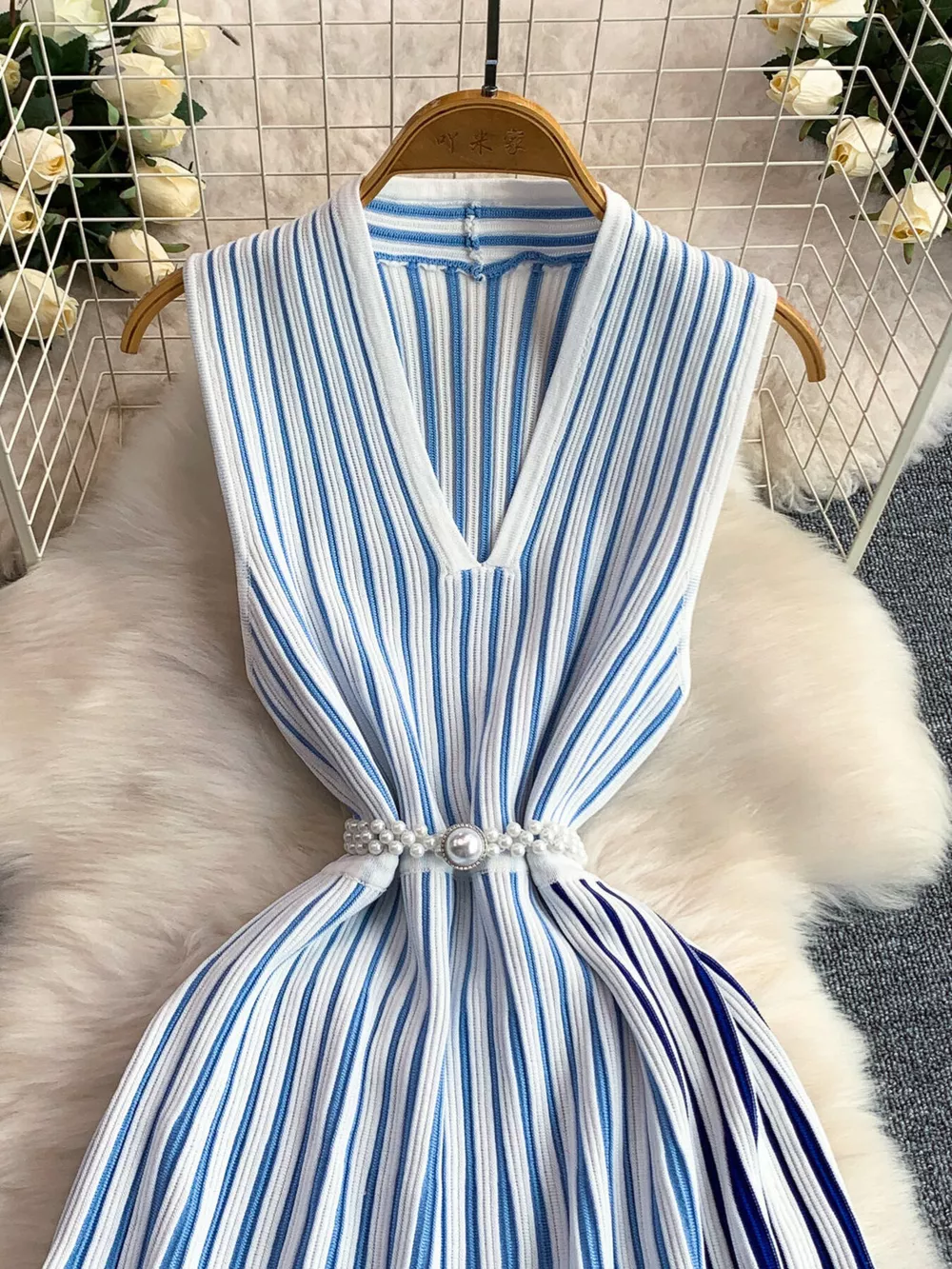 Striped Sleeveless Midi Dress, image 4
