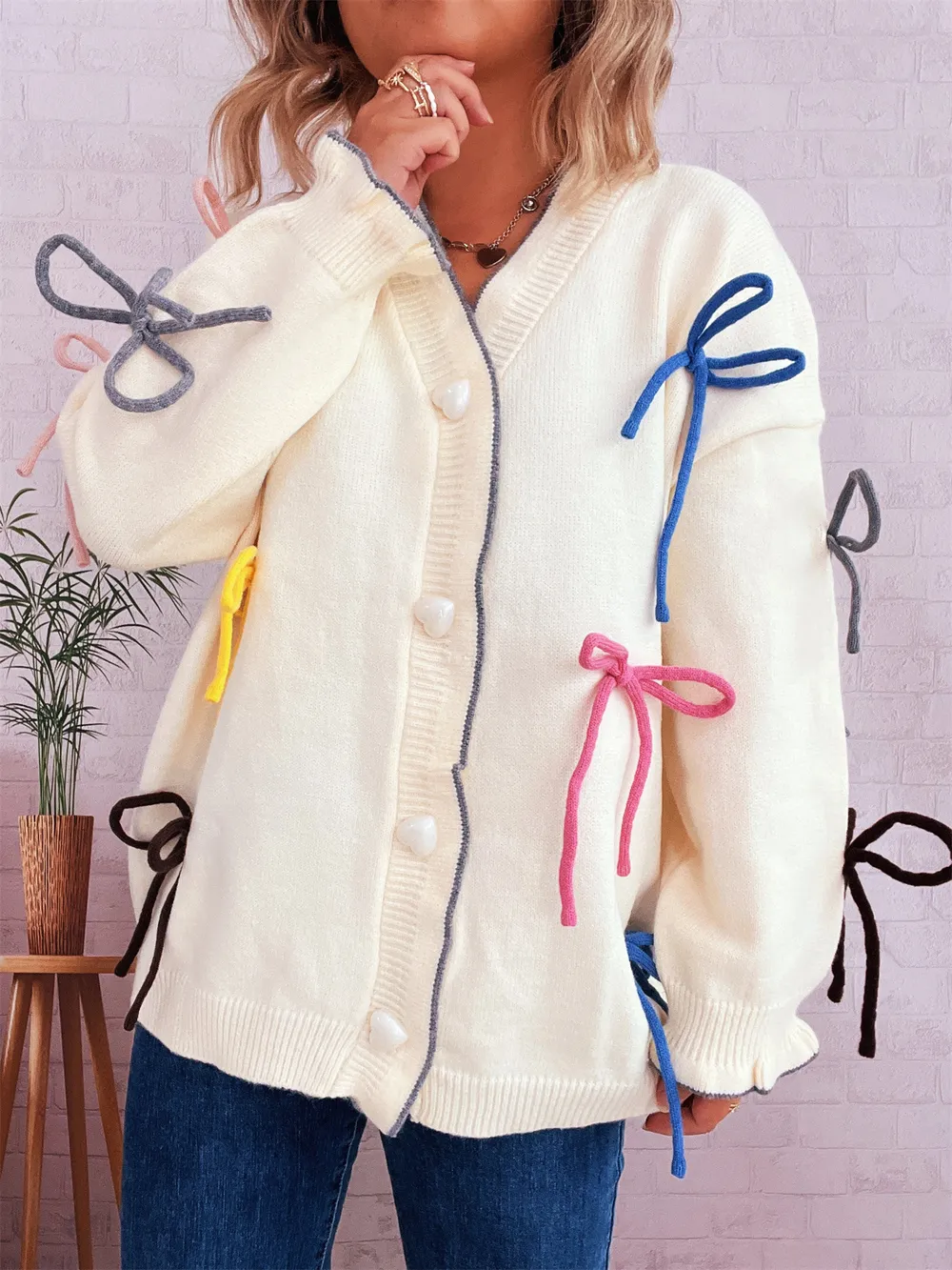 Bow Tie Button Up Cardigan, image 5