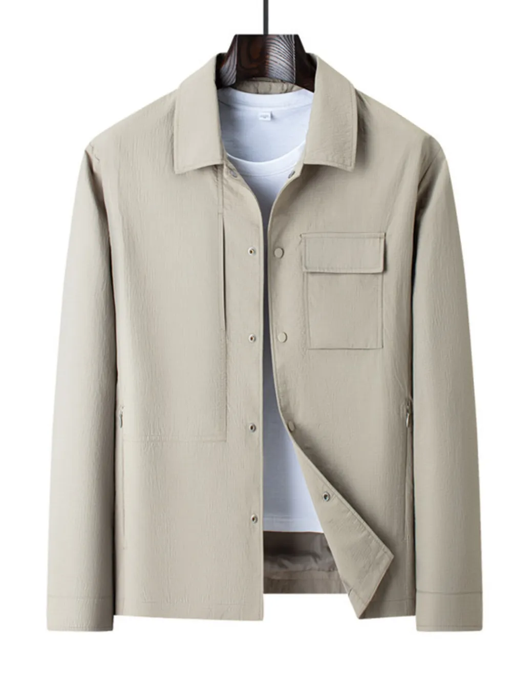 Men's Plus Size Snap Down Long Sleeve Jacket