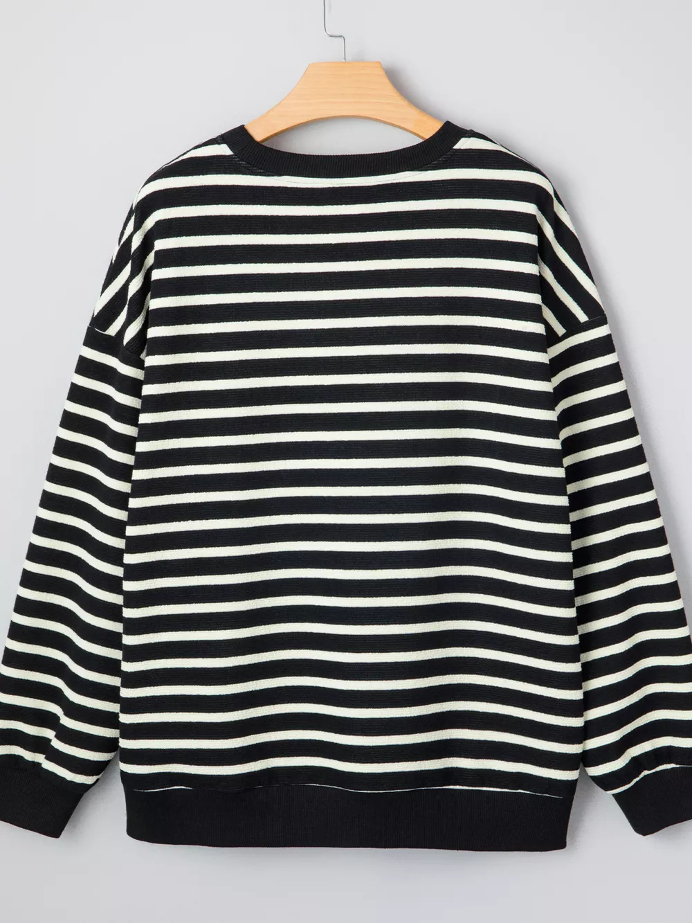 Stripe Contrast MERRY Letter Christmas Print Drop Shoulder Sweatshirt, image 7
