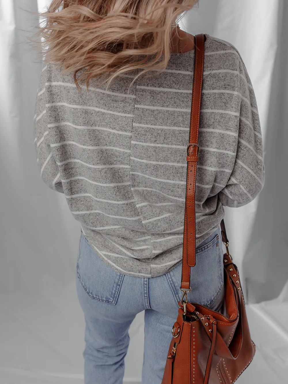 Stripe Dolman Sleeve Drop Shoulder Top, image 10