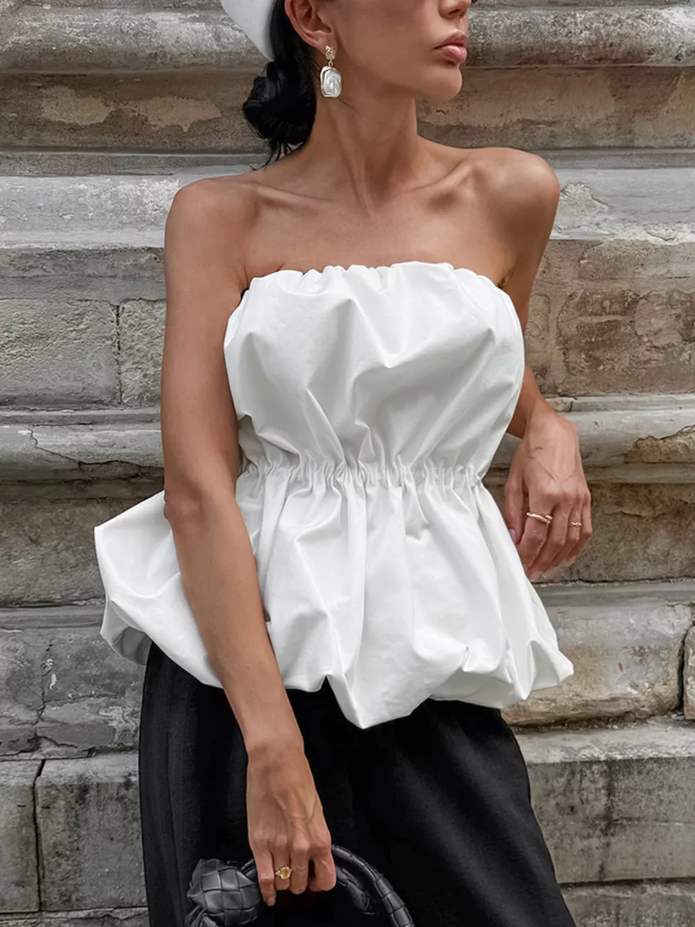 Ruched Bubble Hem Tube Top, image 9