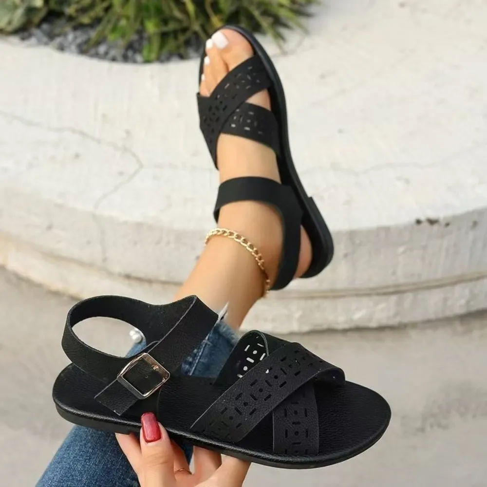 Crisscross Strap Flats Sandals, image 7